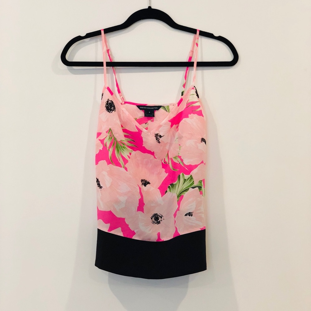 French Connection hot pink floral tank